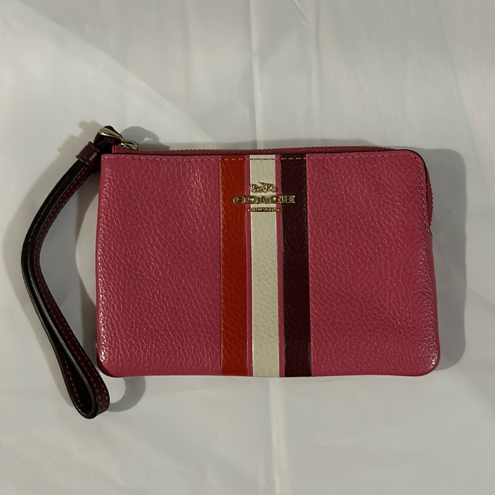 Coach Leather Corner Zip Wristlet